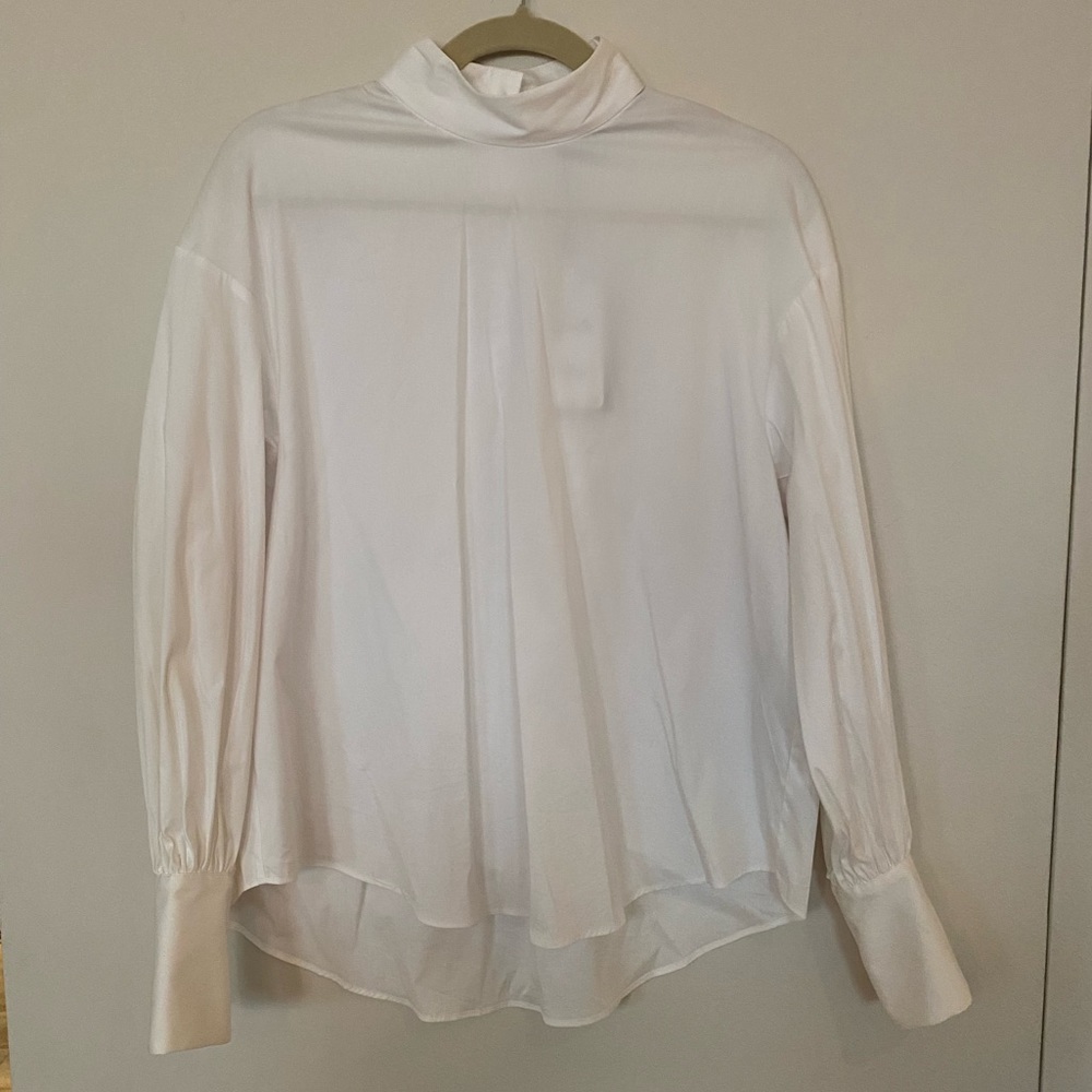 White Zara Blouse with Silver Buttons